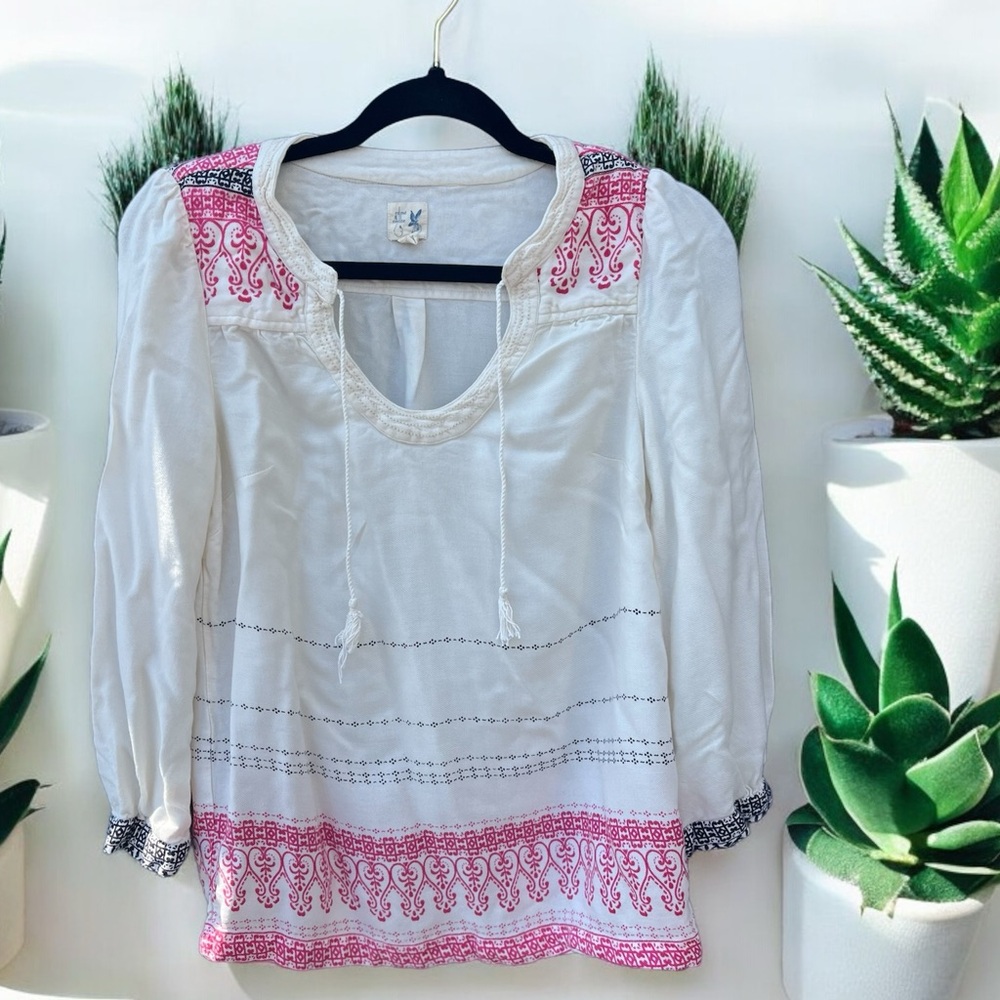 Anthropologie Boho Tassle Tie Top Size 4 - Picture 1 of 2